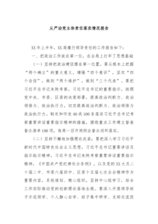 从严治党主体责任落实情况报告