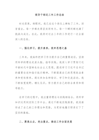 领导干部近三年工作总结