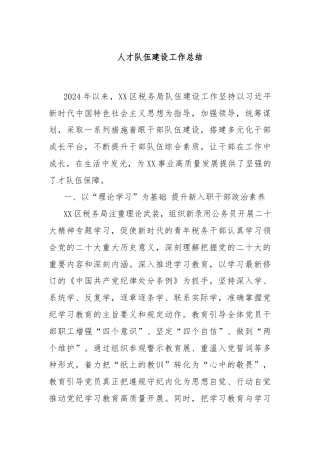 人才队伍建设工作总结