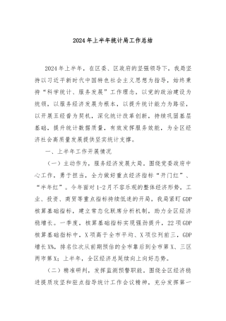 2024年上半年统计局工作总结