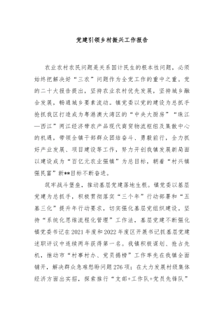 党建引领乡村振兴工作报告