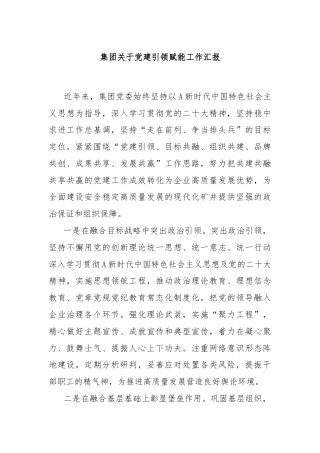 集团关于党建引领赋能工作汇报