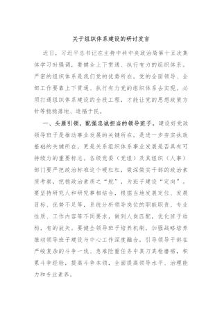 关于组织体系建设的研讨发言