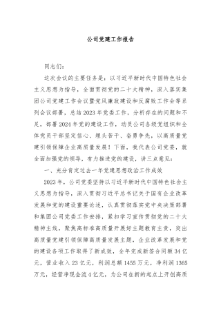 公司党建工作报告