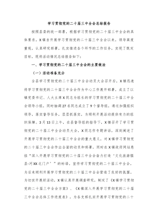 学习贯彻党的二十届三中全会总结报告