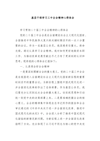 基层干部学习三中全会精神心得体会