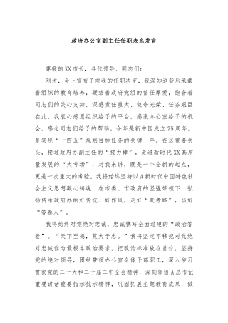 政府办公室副主任任职表态发言