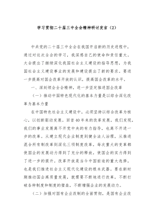 学习贯彻二十届三中全会精神研讨发言（2）