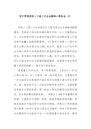 学习贯彻党的二十届三中全会精神心得体会（2）