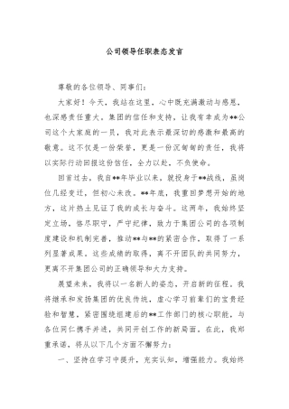 公司领导任职表态发言