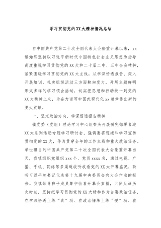 学习贯彻党的XX大精神情况总结