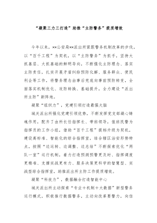 “凝聚三力三打造”助推“主防警务”提质增效