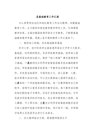 县基础教育工作汇报
