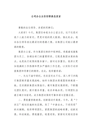 公司办公主任任职表态发言