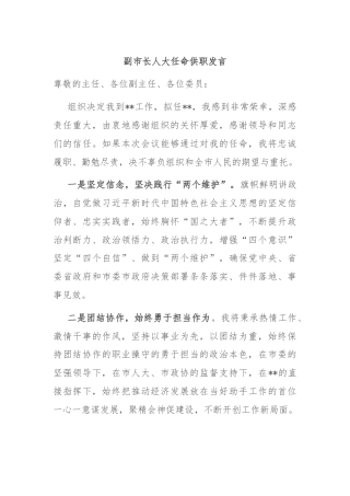 副市长人大任命供职发言