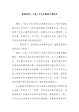 贯彻党的二十届三中全会精神心得体会