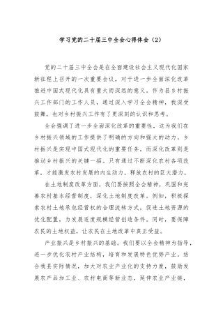 学习党的二十届三中全会心得体会（2）