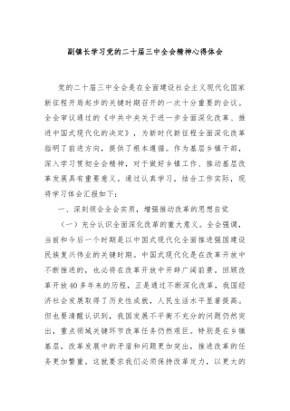 副镇长学习党的二十届三中全会精神心得体会