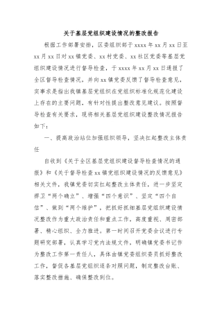 关于基层党组织建设情况的整改报告