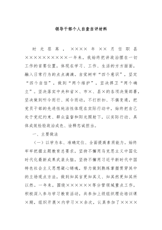 领导干部个人自查自评材料