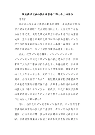 政法委书记在公安分局领导干部大会上的讲话