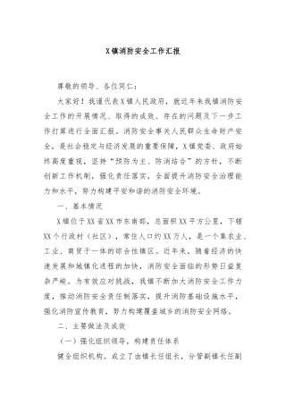 X镇消防安全工作汇报