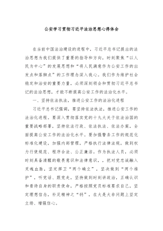 公安学习贯彻习近平法治思想心得体会