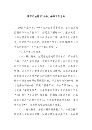 某市司法局2024年上半年工作总结