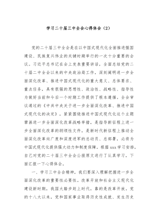 学习二十届三中全会心得体会（2）