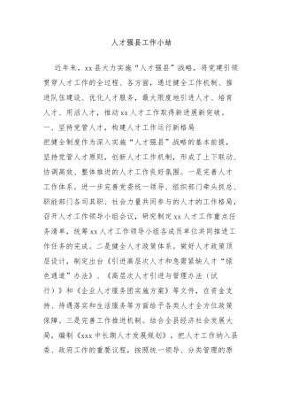 人才强县工作小结
