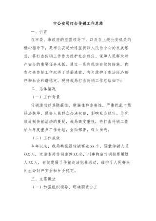 市公安局打击传销工作总结