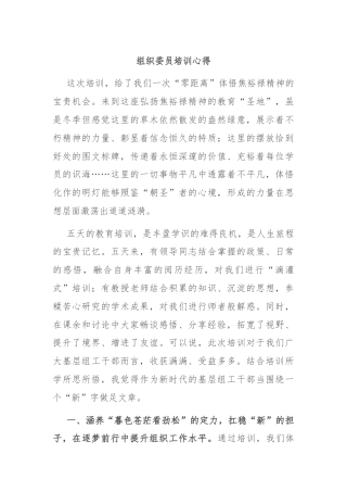 组织委员培训心得