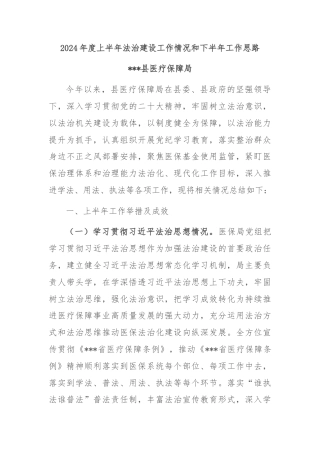 2024年度上半年法治建设工作情况和下半年工作思路