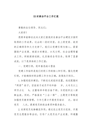 XX村善治平台工作汇报
