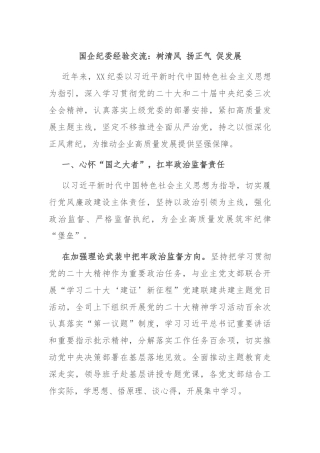 国企纪委经验交流：树清风 扬正气 促发展