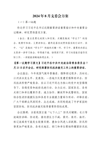 2024年8月支委会方案