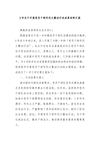 X市关于开展党员干部作风大整治行动成果材料汇报