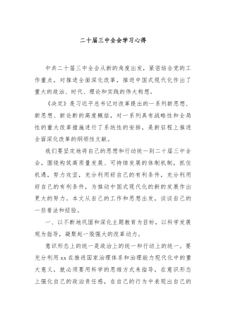 二十届三中全会学习心得