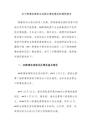 关于跨境电商综合试验区建设情况的调研报告