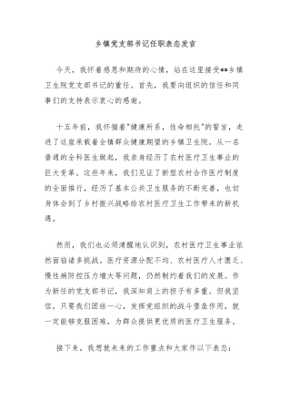 乡镇党支部书记任职表态发言