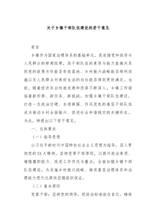 关于乡镇干部队伍建设的若干意见