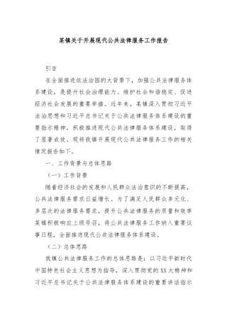 某镇关于开展现代公共法律服务工作报告