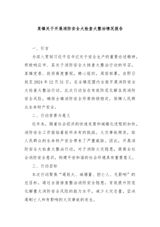 某镇关于开展消防安全大检查大整治情况报告
