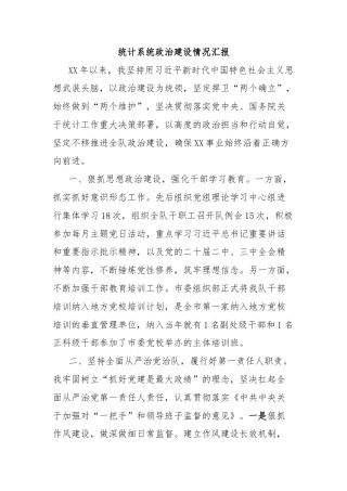 统计系统政治建设情况汇报