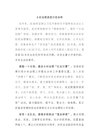 乡村治理典型示范材料
