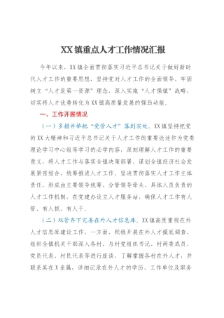 XX镇重点人才工作情况汇报