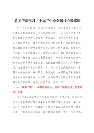 机关干部学习二十届三中全会精神心得感悟