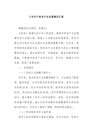 X市关于养老产业发展情况汇报
