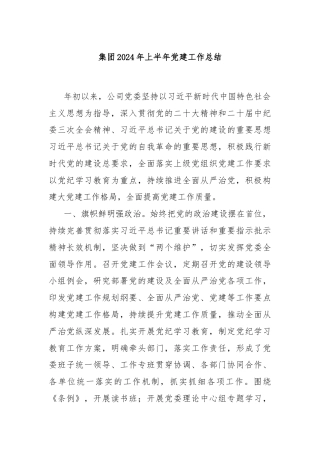 集团2024年上半年党建工作总结