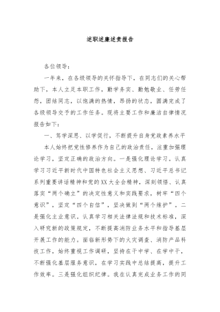 述职述廉述责报告